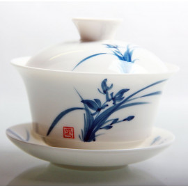 Blue Floral Porcelain Gaiwan