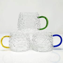NUVOLA Glass Mug 400ml Yellow/Green/Blue