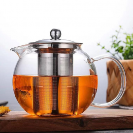 Borosilicate Glass Teapot Tea Maker Pitcher, Hand-Blown 1200ml