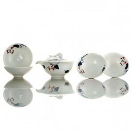"Floral"- 4 Teacups and a Teapot Set